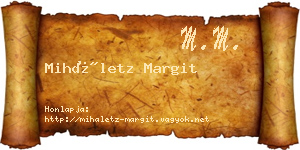 Miháletz Margit névjegykártya